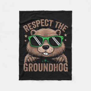 Respect The Groundhog Flag Usa Woodchuck Ground Ho Fleece Blanket