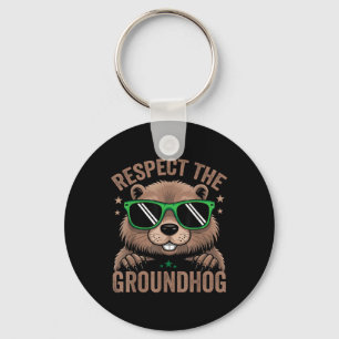 Respect The Groundhog Flag Usa Woodchuck Ground Ho Keychain