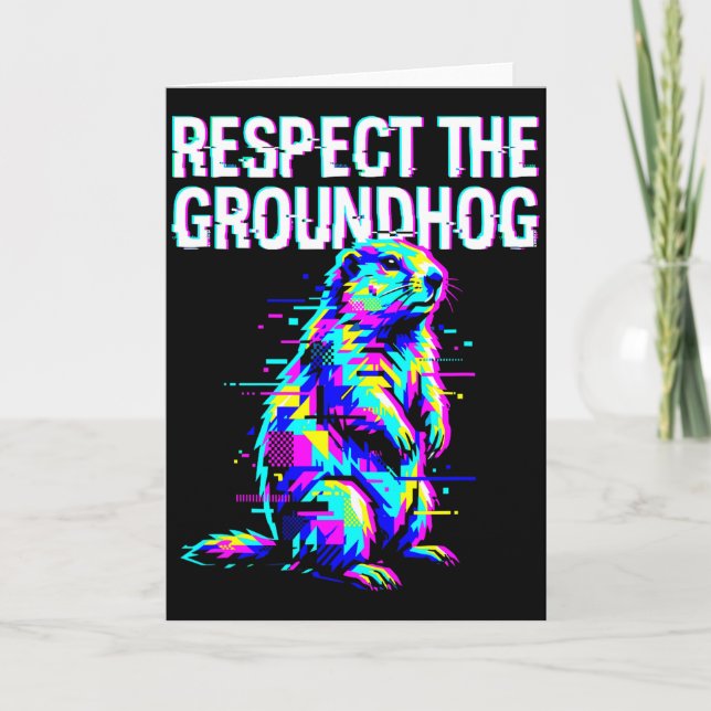 Respect The Groundhog Funny Groundhog Day Retro  Card (Front)