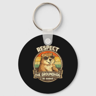 Respect The Groundhog He Knows – Funny Groundhog D Keychain