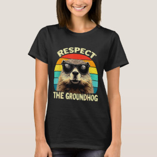 Respect The Groundhog Lover Vintage Animal Ground T-Shirt