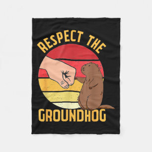 Respect The Groundhog Shirt Funny Woodchuck Ground Fleece Blanket
