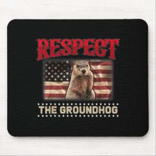 Respect The Groundhog Usa Flag Vintage Groundhog D Mouse Pad