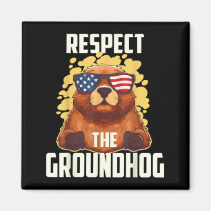 Respect The Groundhog Usa Vintage Flag Happy Groun Magnet