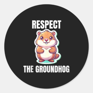 Respect The Groundhog Whisperer Funny Vintage Tank Classic Round Sticker