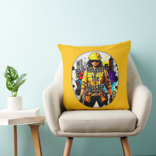 Respect the Hustle Worker Illustration – Industria Throw Pillow