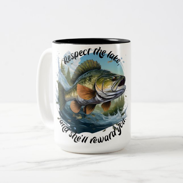 Respect The Lake And You Will Be Rewarded Two-Tone Coffee Mug (Front Left)