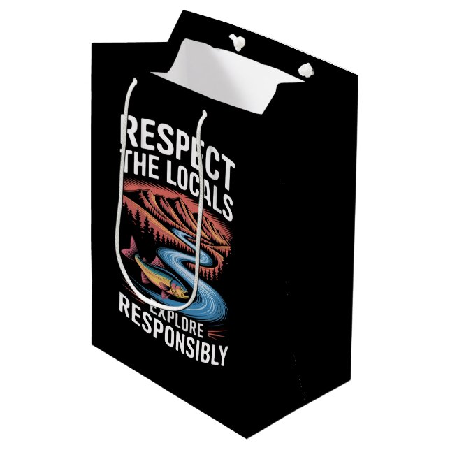 Respect the Locals Fish Ocean Save the Planet  Medium Gift Bag (Front Angled)