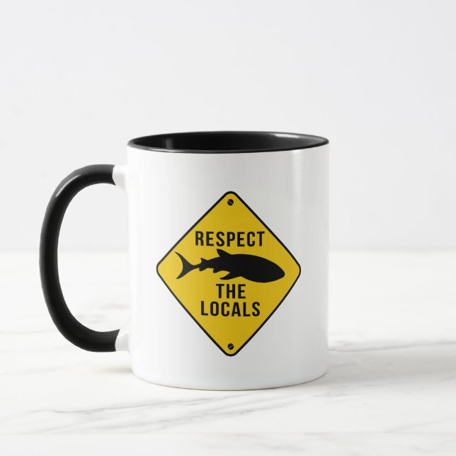Respect The Locals Whale Shark - Warning Sign Mug (Left)