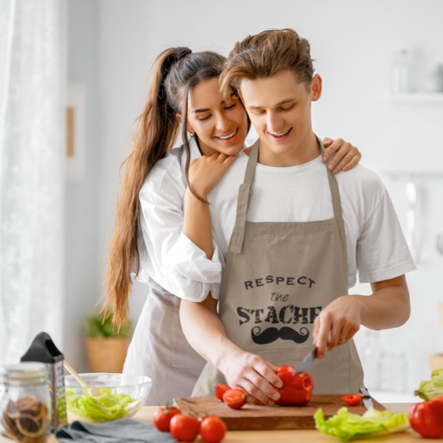 Respect The Stache Moustache Retro  Long Apron (Creator Uploaded)