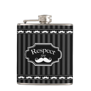 Respect the Stache  Mr. Hipster Vintage Retro Hip Flask