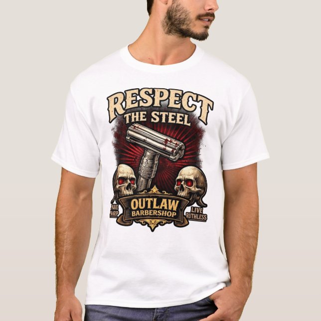 Respect the Steel – Double Edge Razor Design T-Shirt (Front)