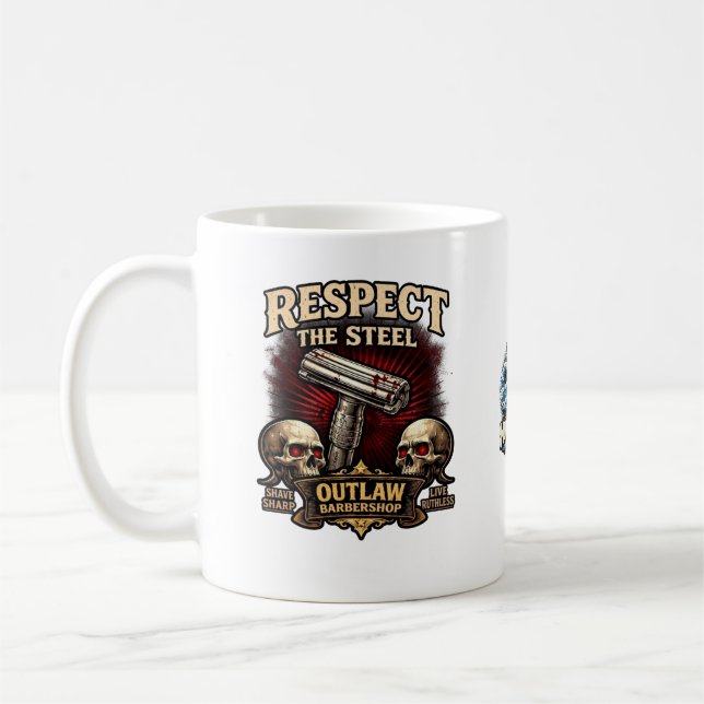 Respect the Steel – Double Edge Razor Mug (Left)