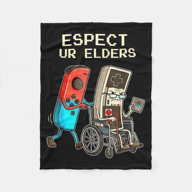 Respect Ur Elders Retro Gaming Controller Funny  Fleece Blanket (Front)