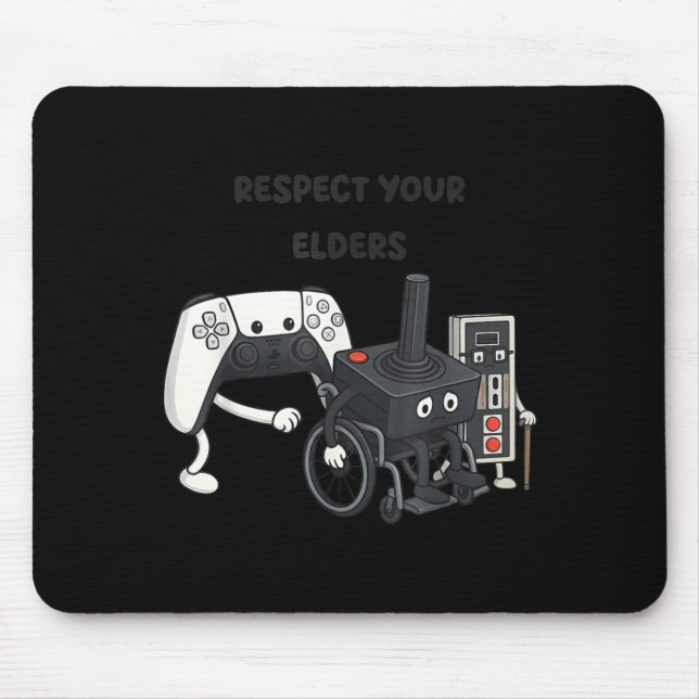 Respect Your Elders Funny Gaming 80s Style Old New Mouse Pad (Front)