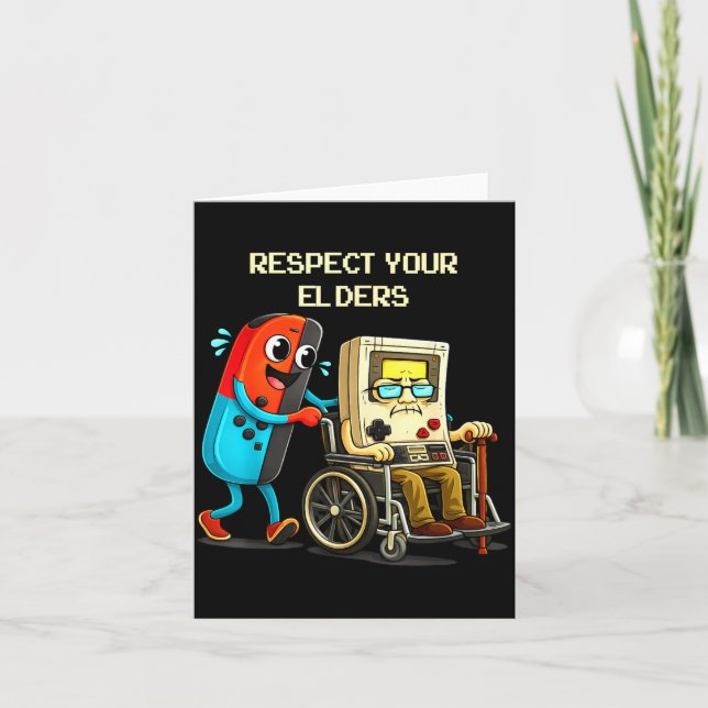 Respect Your Elders Funny Retro Gaming  Card (Front)