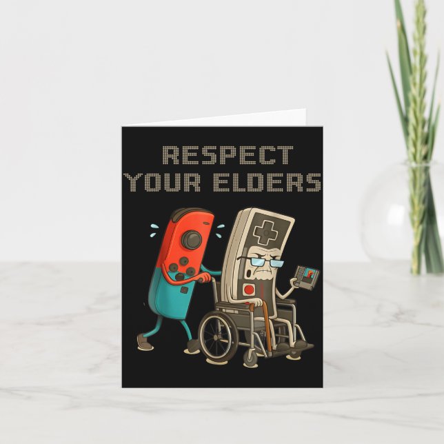 Respect Your Elders Funny Retro Gaming Clic Consol Card (Front)
