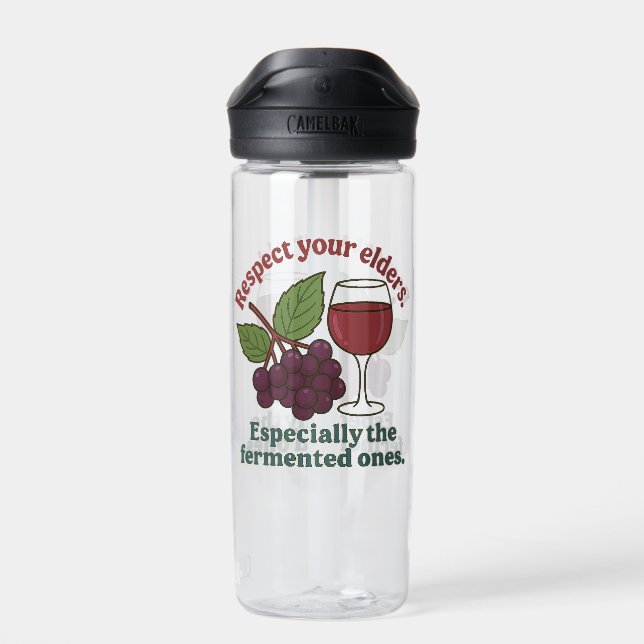 Respect Your Elders – Funny Wine Grape bottle (Back)