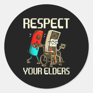 Respect Your Elders Gaming Clic  Classic Round Sticker
