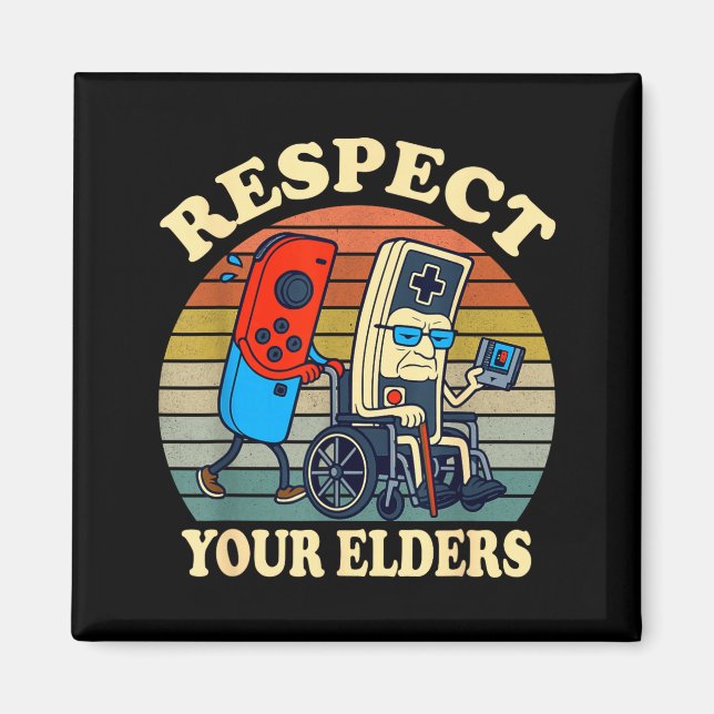 Respect Your Elders Gaming Control 80s Retro Funny Magnet (Front)