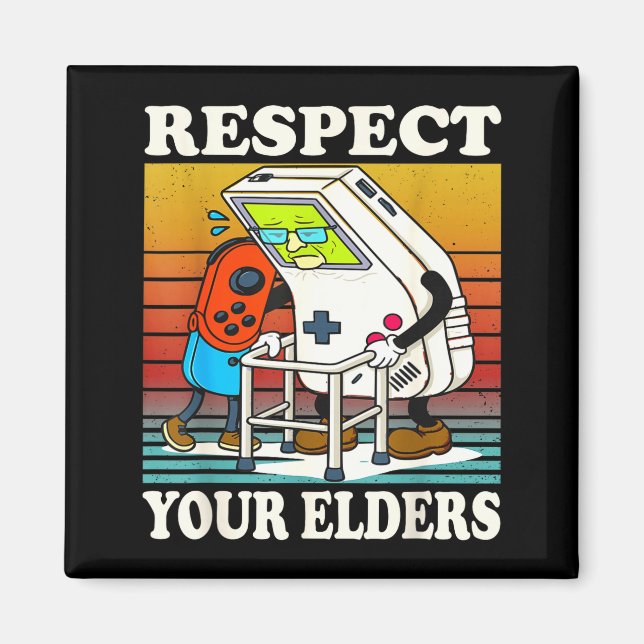 Respect Your Elders Gaming Control 80s Retro Funny Magnet (Front)