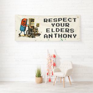 Respect Your Elders Gaming Control Retro Funny Banner