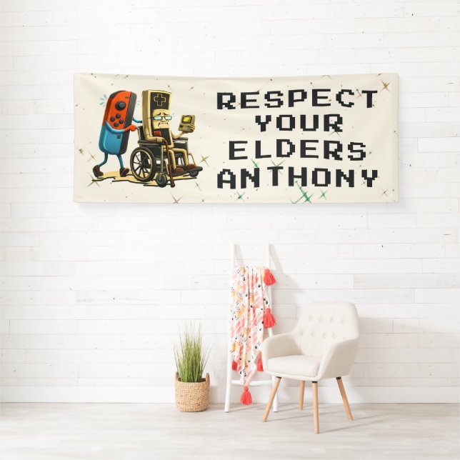 Respect Your Elders Gaming Control Retro Funny Banner (Insitu)