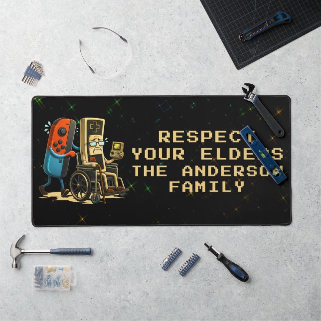 Respect Your Elders Gaming Control Retro Funny Desk Mat (Workstation)