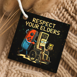 Respect Your Elders Gaming Control Retro Funny Favour Tags