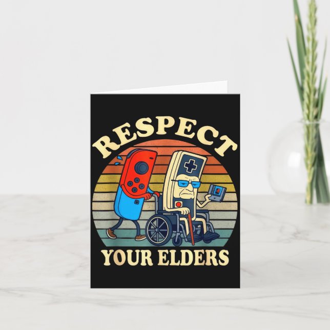 Respect Your Elders Gaming Control Retro Funny Gam Card (Front)