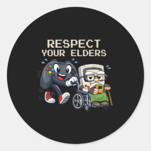 Respect Your Elders Gaming Control Retro Funny Gam Classic Round Sticker