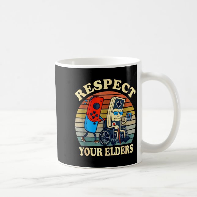 Respect Your Elders Gaming Control Retro Funny Gam Coffee Mug (Right)