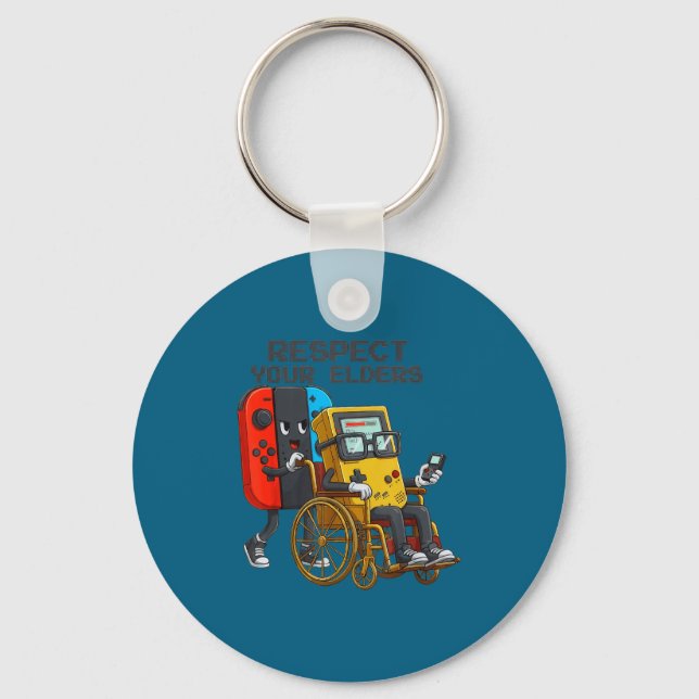 Respect Your Elders Gaming Control Retro Funny Gam Keychain (Front)