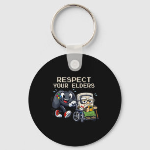 Respect Your Elders Gaming Control Retro Funny Gam Keychain