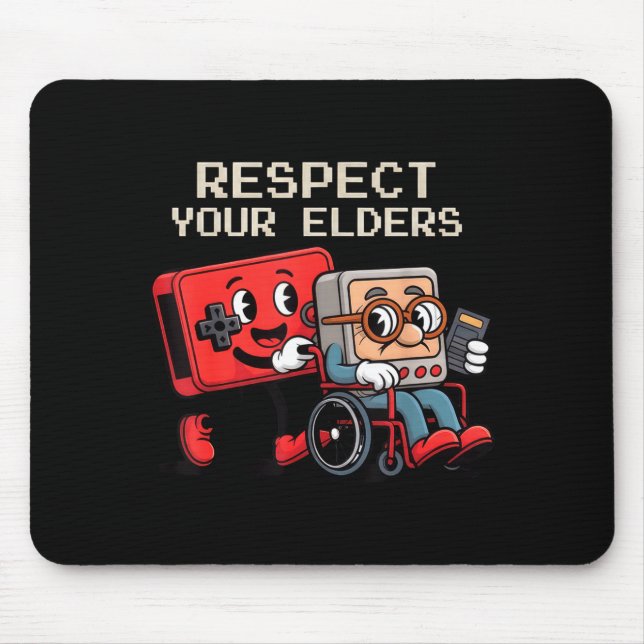 Respect Your Elders Gaming Control Retro Funny Gam Mouse Pad (Front)