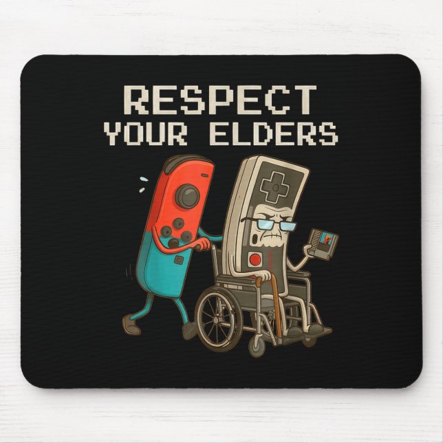 Respect Your Elders Gaming Control Retro Funny Gam Mouse Pad (Front)
