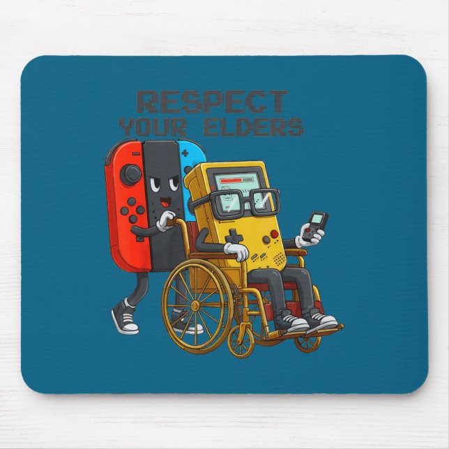 Respect Your Elders Gaming Control Retro Funny Gam Mouse Pad (Front)