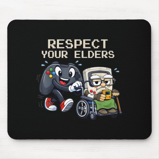 Respect Your Elders Gaming Control Retro Funny Gam Mouse Pad (Front)