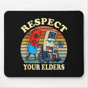 Respect Your Elders Gaming Control Retro Funny Gam Mouse Pad