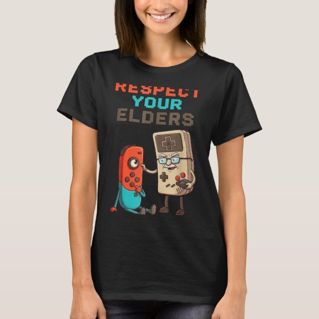 Respect Your Elders Gaming Control Retro Funny Gam T-Shirt (Front)