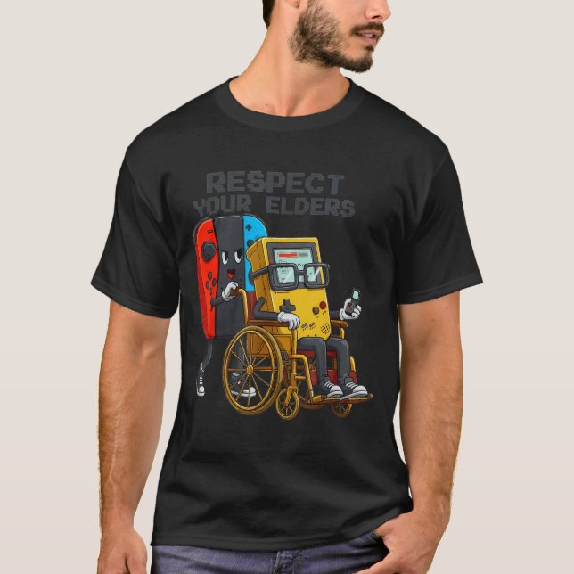 Respect Your Elders Gaming Control Retro Funny Gam T-Shirt (Front)