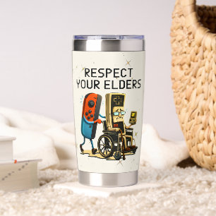 Respect Your Elders Gaming Control Retro Funny Insulated Tumbler