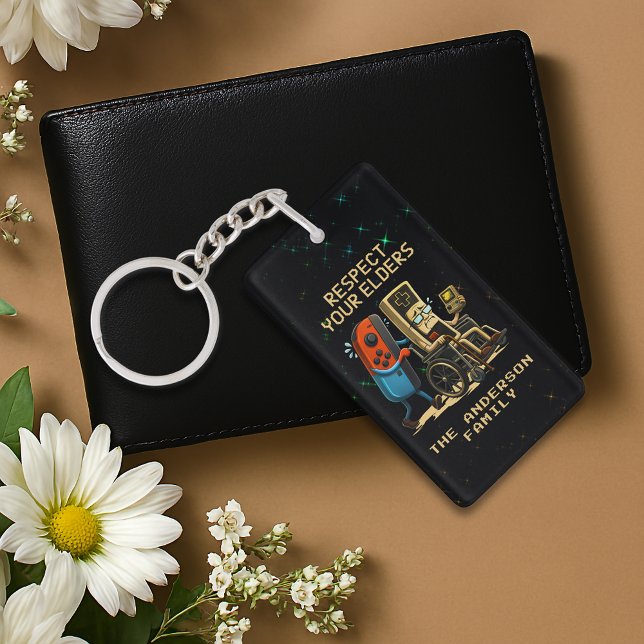 Respect Your Elders Gaming Control Retro Funny Keychain (Creator Uploaded)
