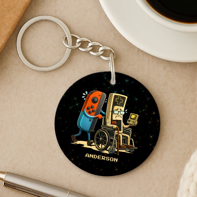 Respect Your Elders Gaming Control Retro Funny Keychain (Creator Uploaded)