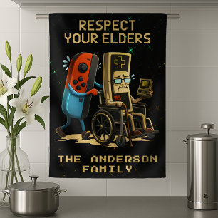 Respect Your Elders Gaming Control Retro Funny Kitchen Towel