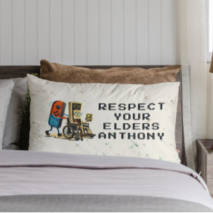 Respect Your Elders Gaming Control Retro Funny Lumbar Pillow