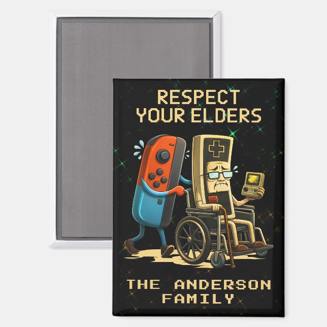 Respect Your Elders Gaming Control Retro Funny Magnet (Front/Back)