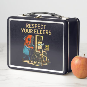 Respect Your Elders Gaming Control Retro Funny Metal Lunch Box