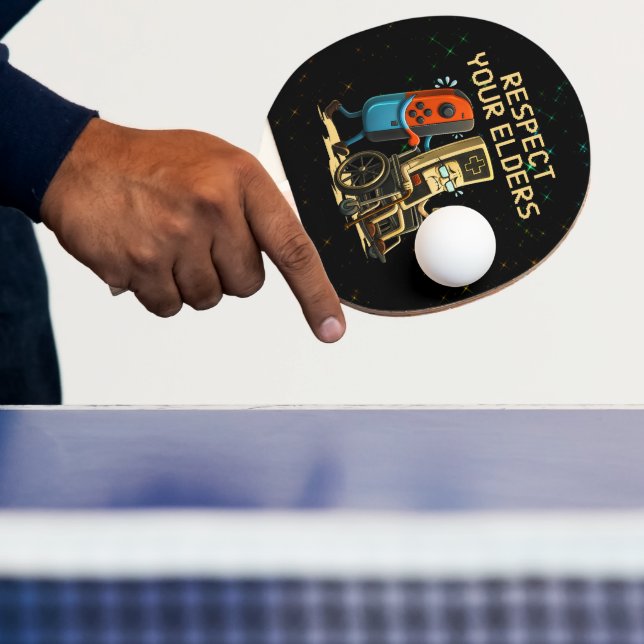 Respect Your Elders Gaming Control Retro Funny Ping Pong Paddle (Insitu)