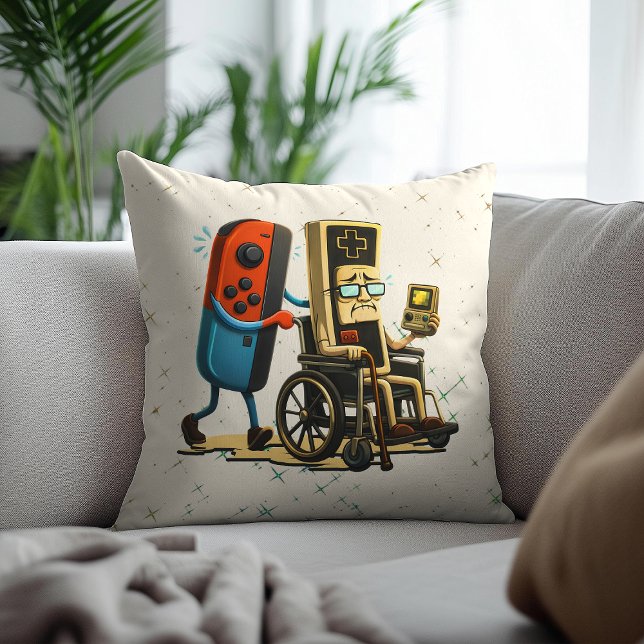 Respect Your Elders Gaming Control Retro Funny Throw Pillow (Creator Uploaded)